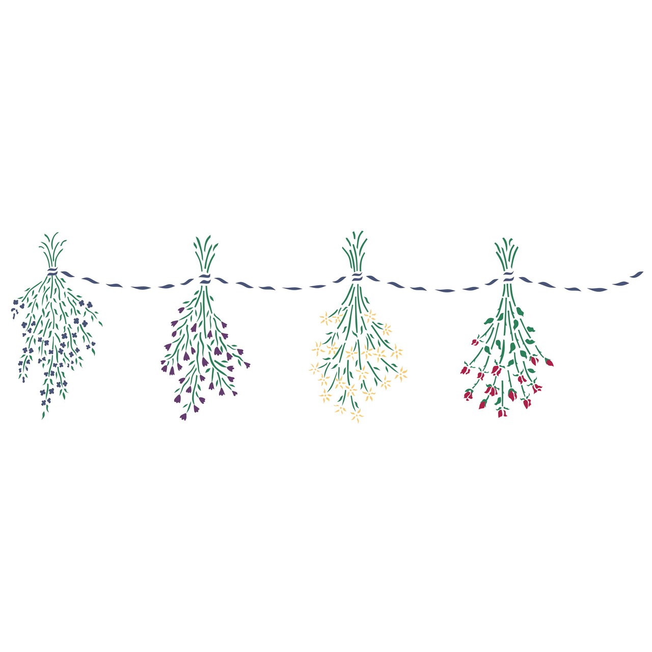 Hanging Dried Flowers Wall Stencil | 151 by Designer Stencils | Floral Stencils | Reusable Art Craft Stencils for Painting on Walls, Canvas, Wood | Reusable Plastic Paint Stencil for Home Makeover | Easy to Use & Clean Art Stencil